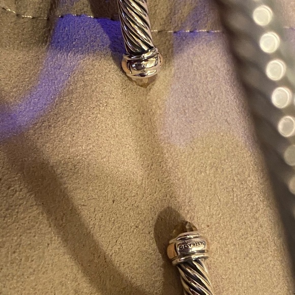 David Yurman 5mm sterling silver and pink gold bracelet with morganite stone - Picture 4 of 4